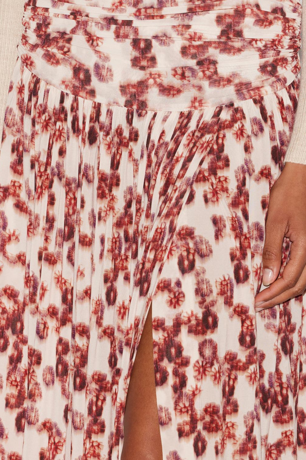 Gonna lunga gwendy in jersey arricciato - Garnet - Woman - 3