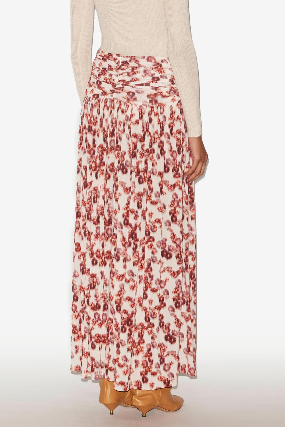 Gonna lunga gwendy in jersey arricciato - Garnet - Woman - 4