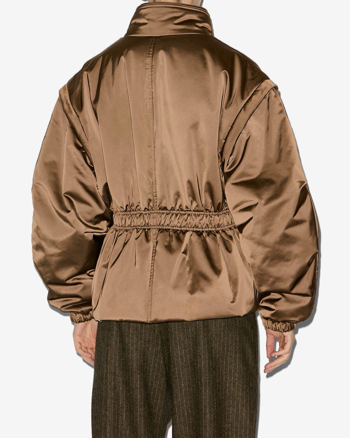 Mantel dastyni aus gestepptem satin - Khaki - Woman - 4