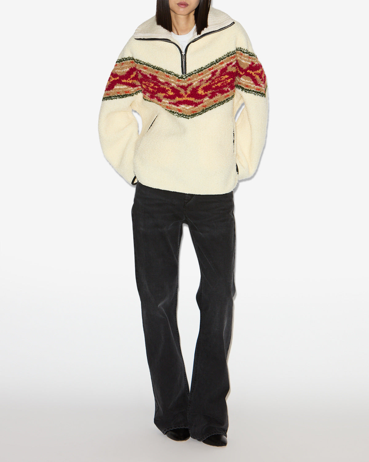 Überziehpullover marner mit troyer-kragen aus kunstleder - Naturfarben - Woman - 1