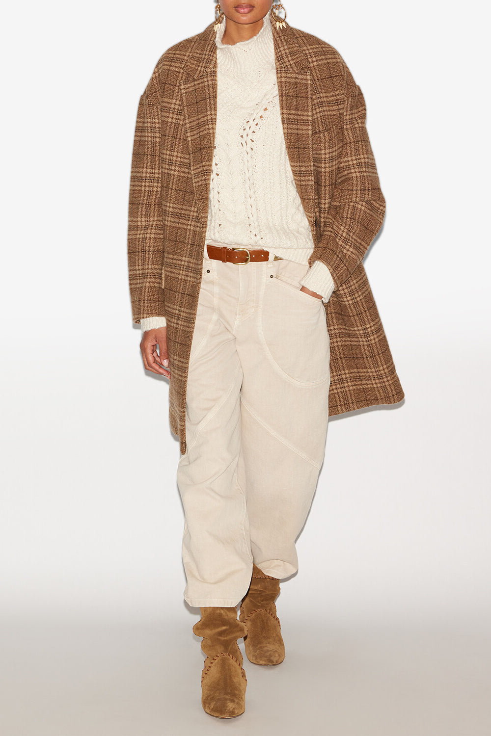 Limiza checkered wool coat - Caramel - Woman - 2