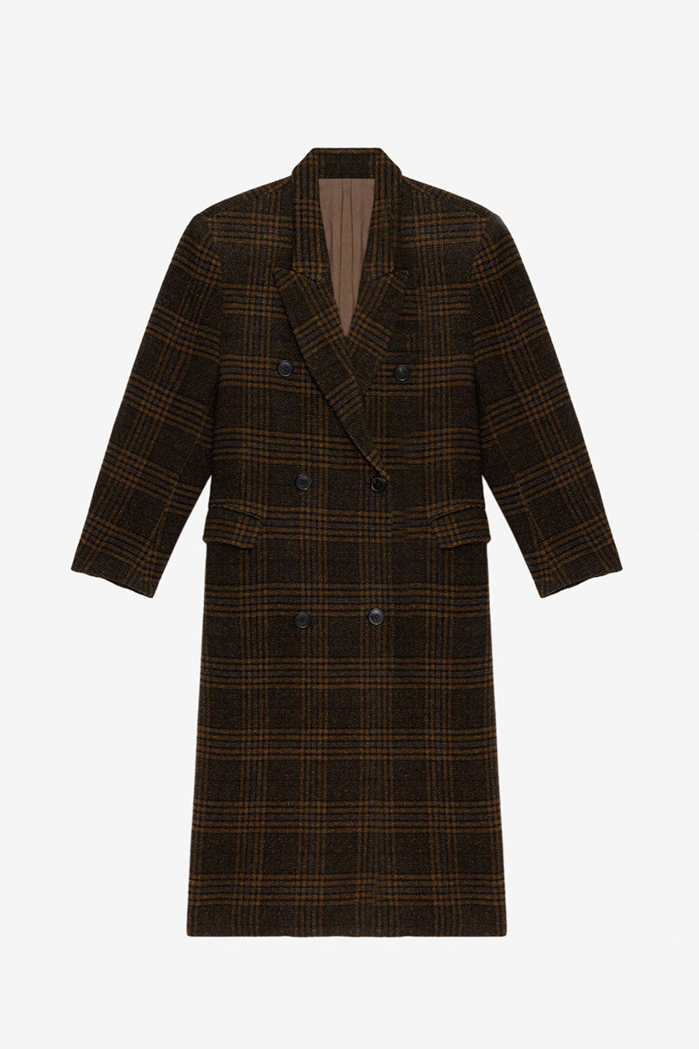 Lexana long checkered wool coat - Khaki - Woman - 1