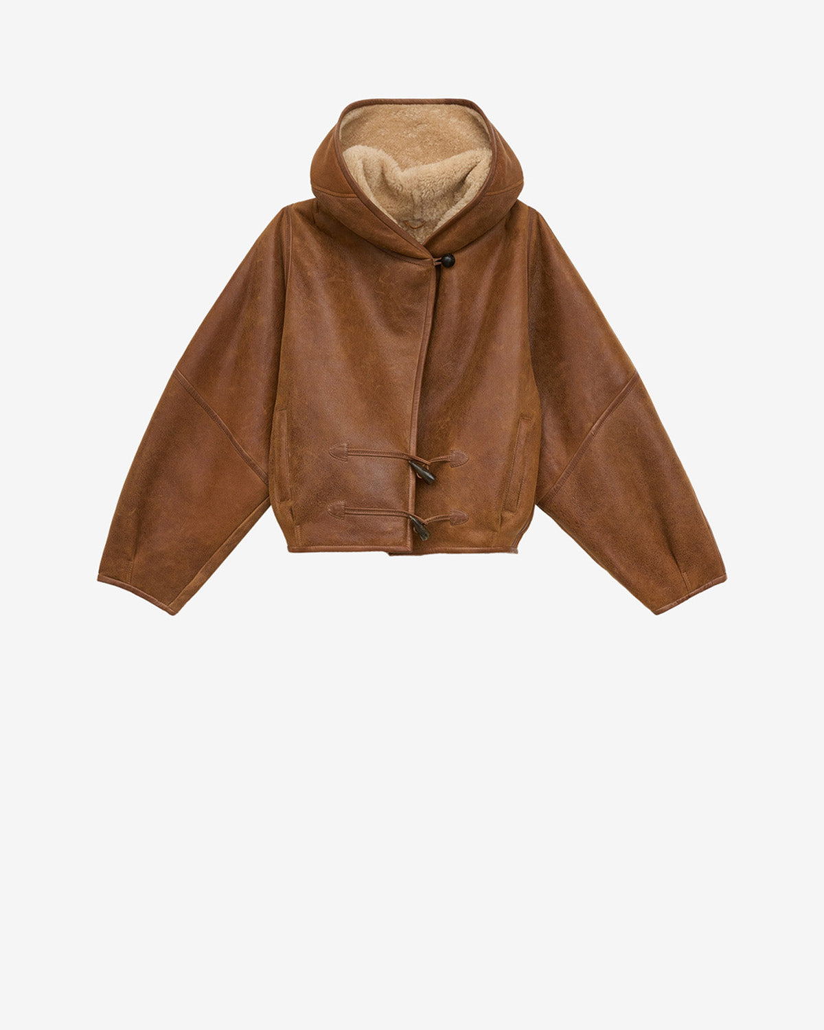 Amiel short shearling coat - Cognac - Woman - 5