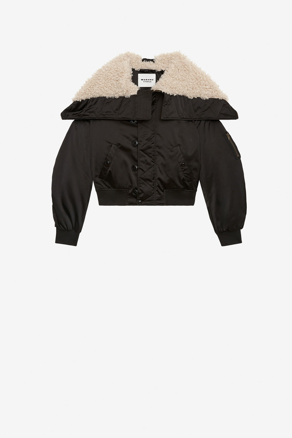Elisa short quilted satin coat - Black - Woman - 1