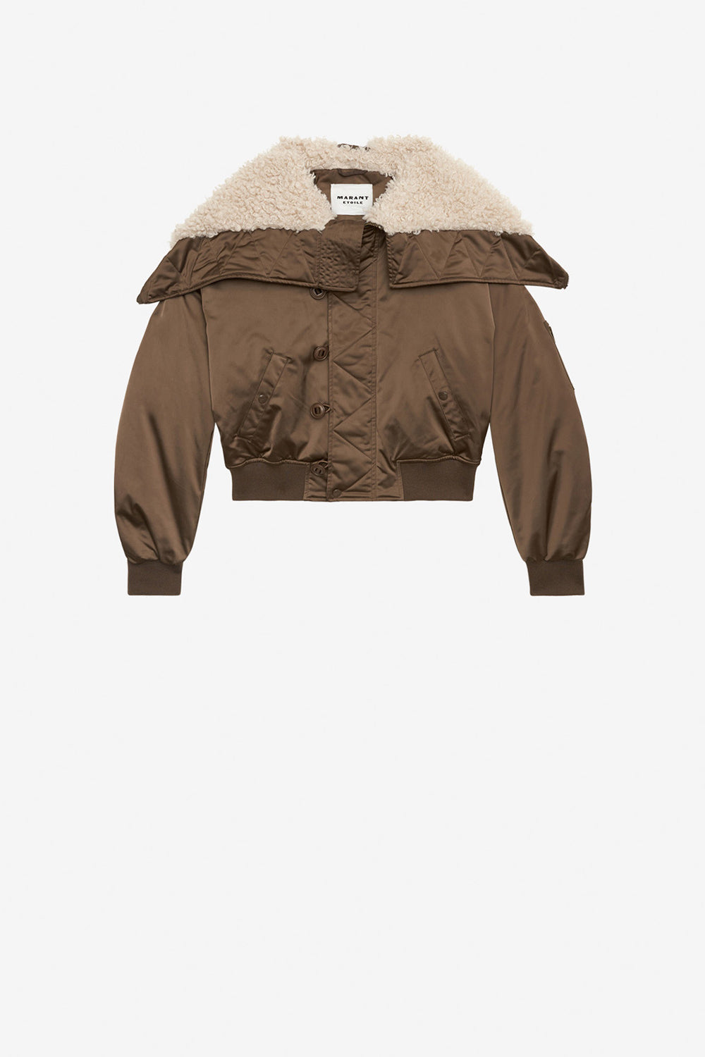 Elisa short quilted satin coat - Khaki - Woman - 1