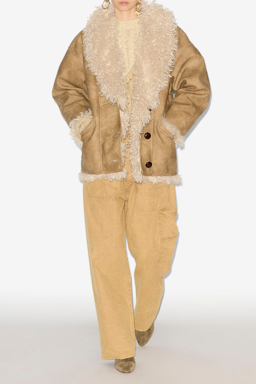 Clea faux shearling coat - Taupe - Woman - 2