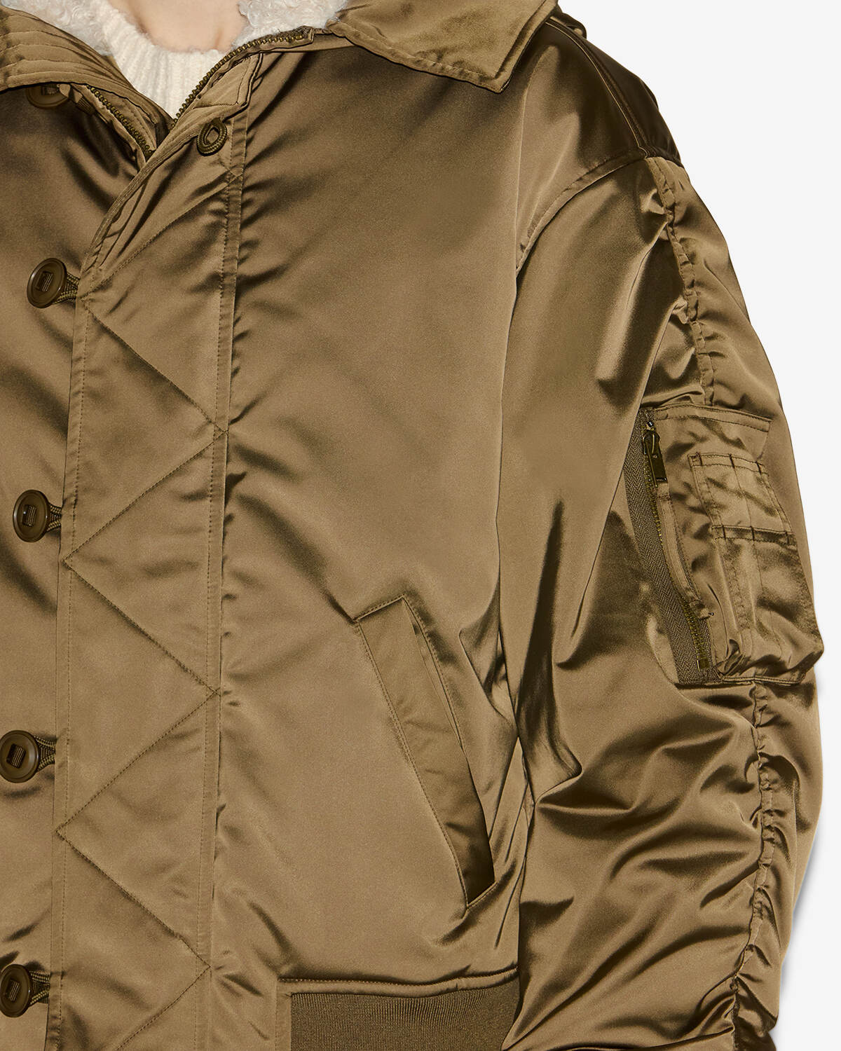 Kurzer mantel elroy aus gestepptem satin - Khaki - Man - 2
