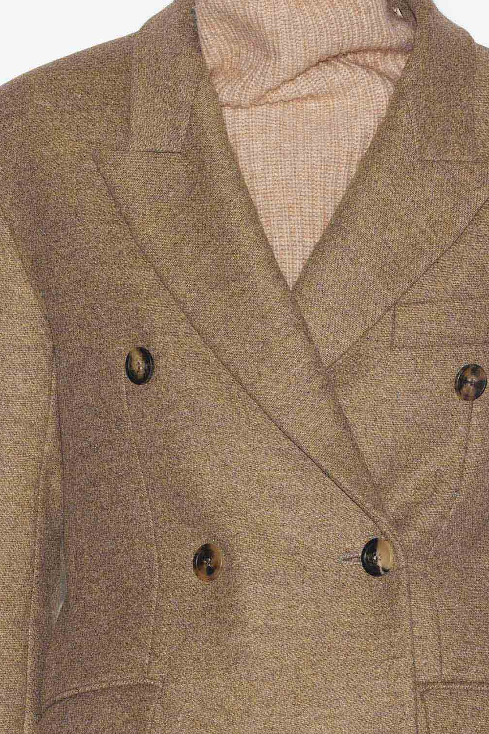 Mantel isidora aus melierter wolle - Light khaki - Woman - 3