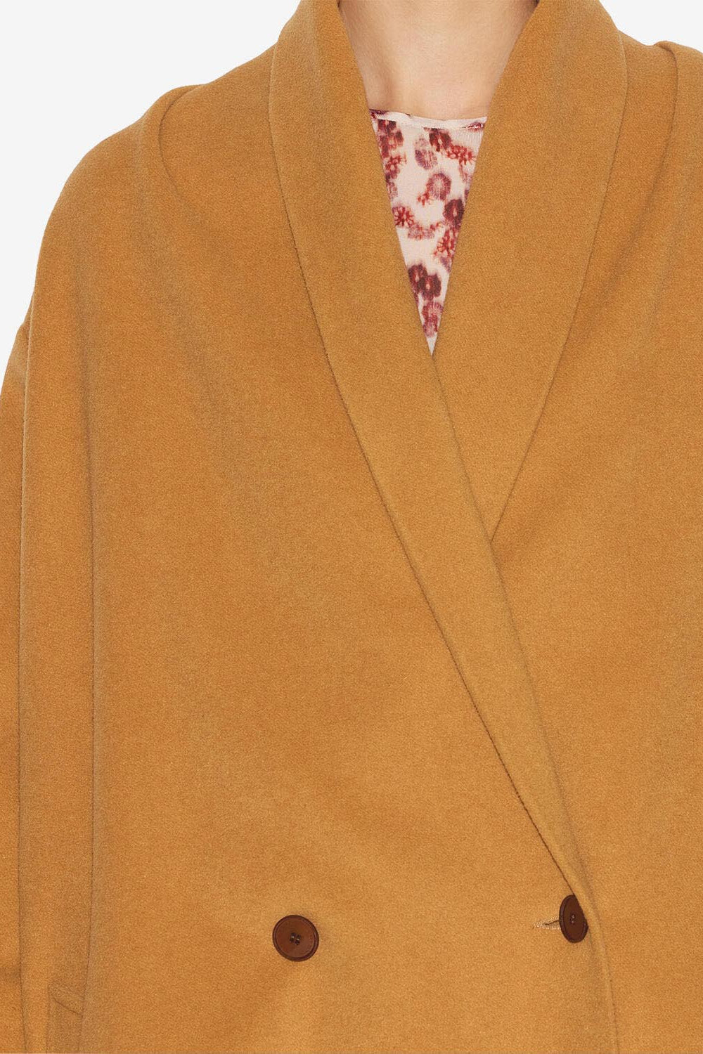 Cappotto lungo elise in misto lana  - Camel - Woman - 3