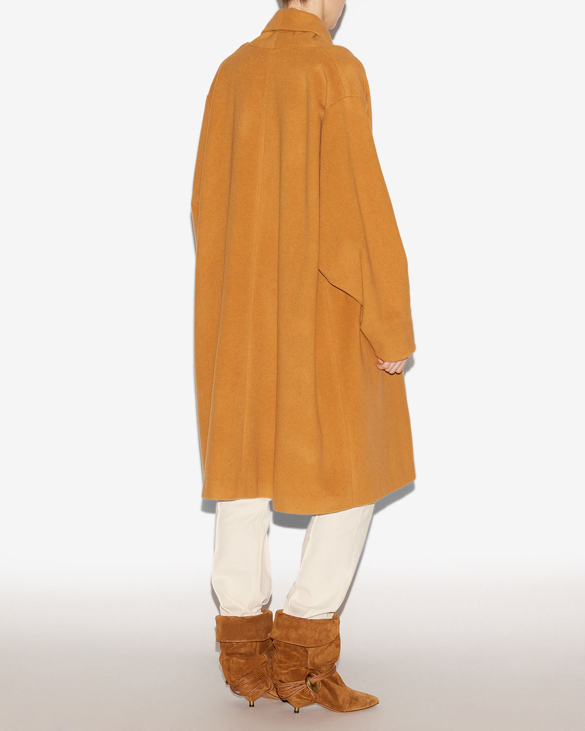 Cappotto lungo elise in misto lana  - Camel - Woman - 3