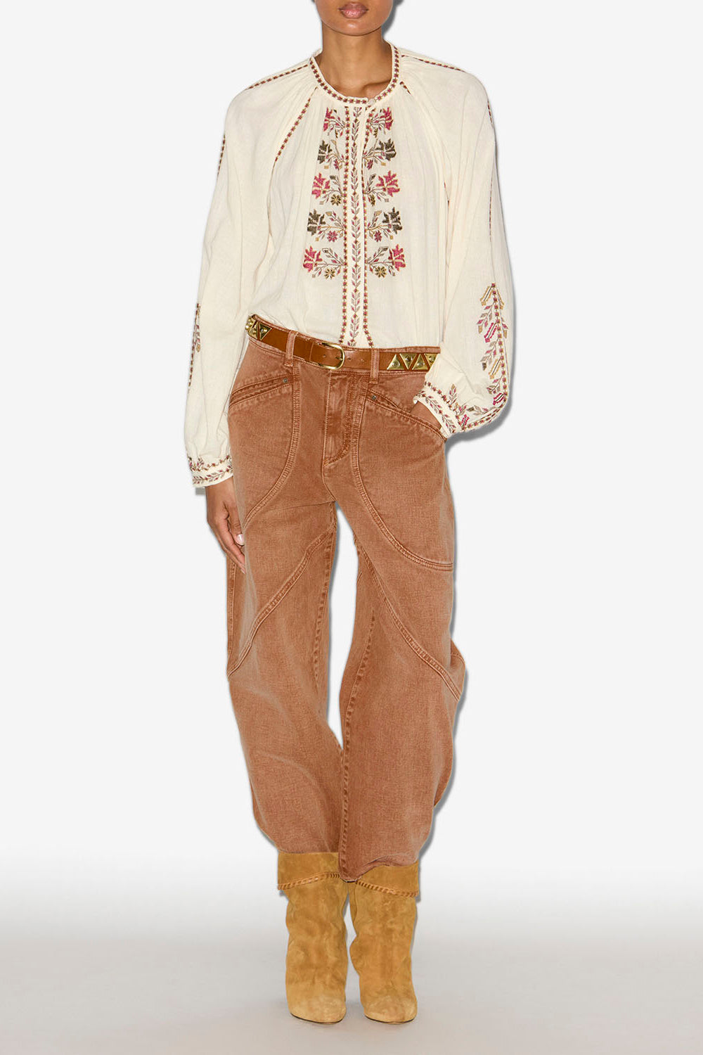 Catarina 오버스티칭 디테일 데님 진 - Ochre - Woman - 2