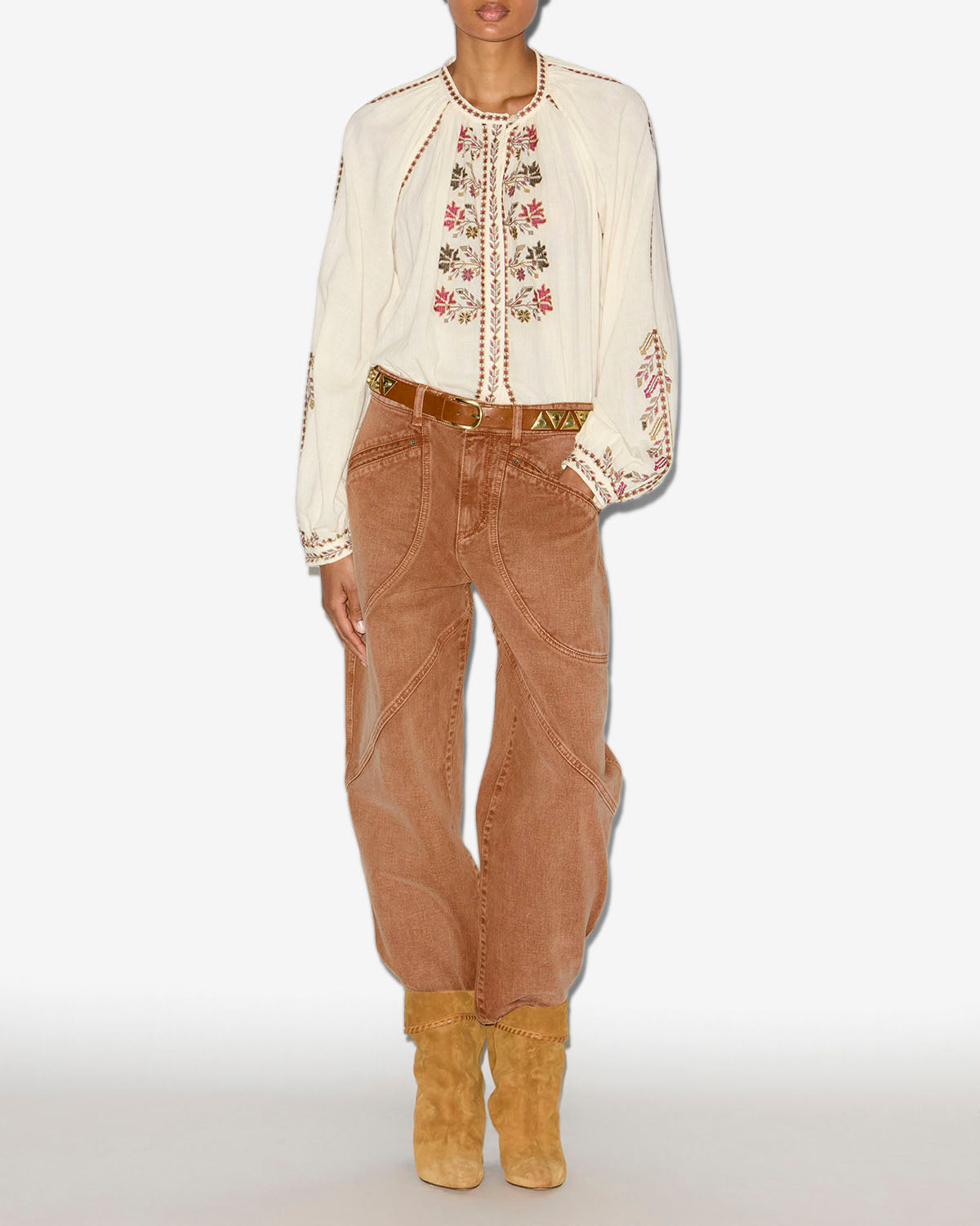 Catarina 오버스티칭 디테일 데님 진 - Ochre - Woman - 1