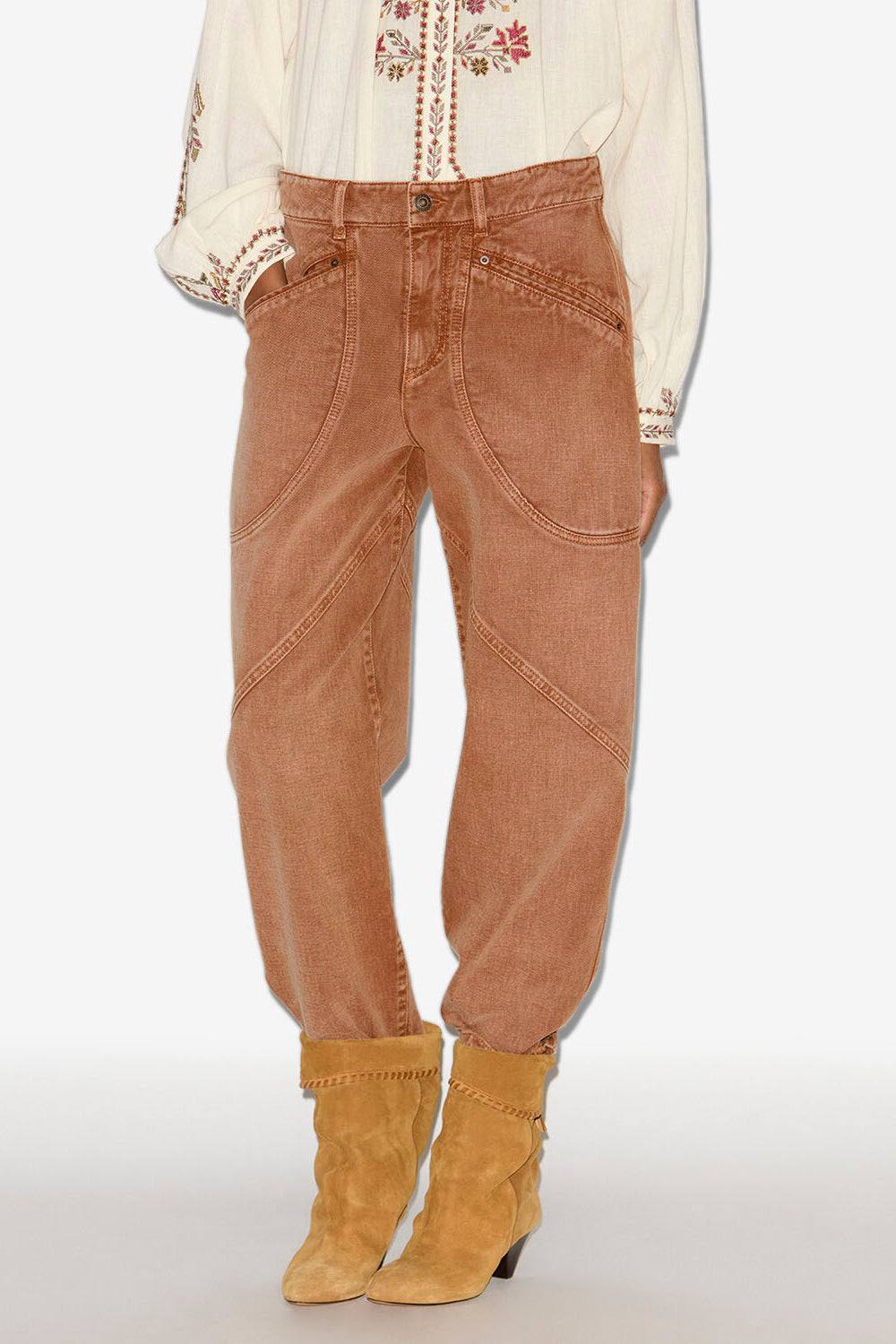 Catarina 오버스티칭 디테일 데님 진 - Ochre - Woman - 4