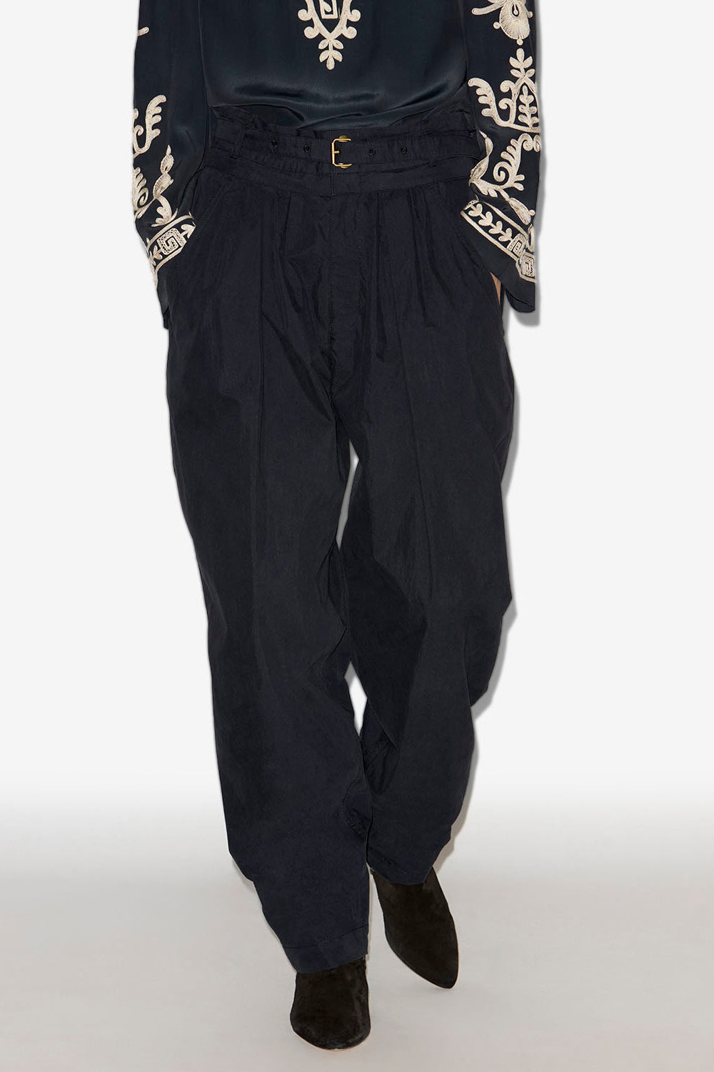 Celia コットン製 バックパッカー風 パンツ - ウォッシュドブラック - Woman - 4