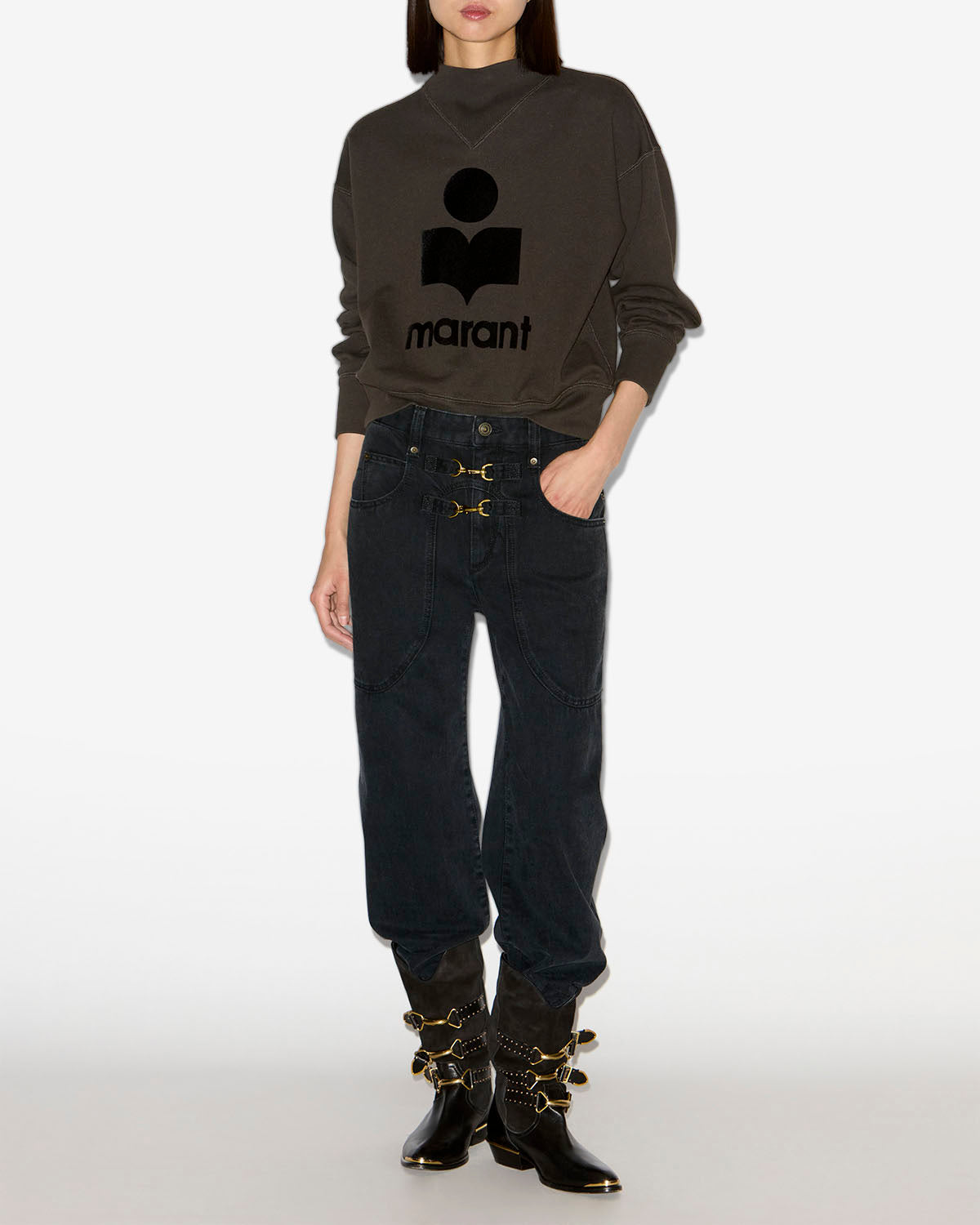 Brinley high-rise denim pants - Black - Woman - 1