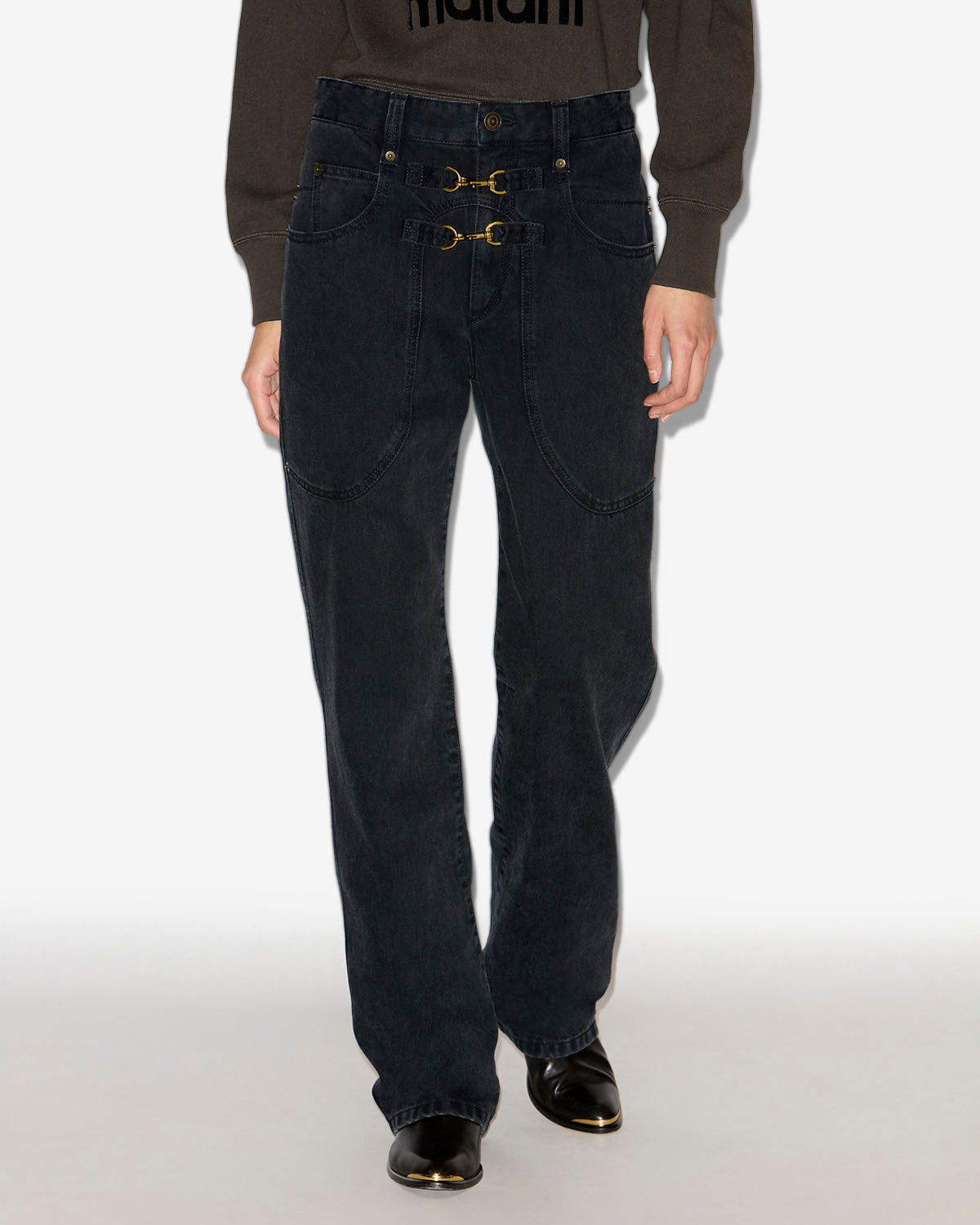 Brinley high-rise denim pants - Black - Woman - 3