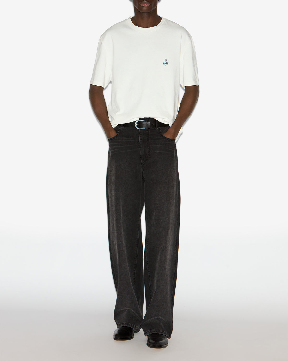 Jeans jameson ampi in denim - Nero lavato - Man - 1