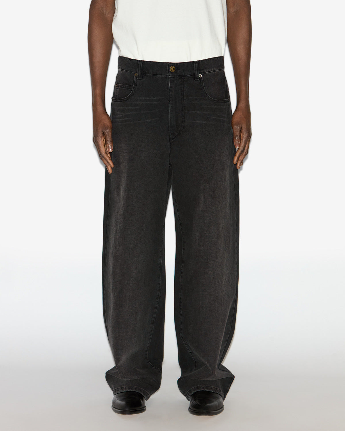 Jeans jameson ampi in denim - Nero lavato - Man - 3