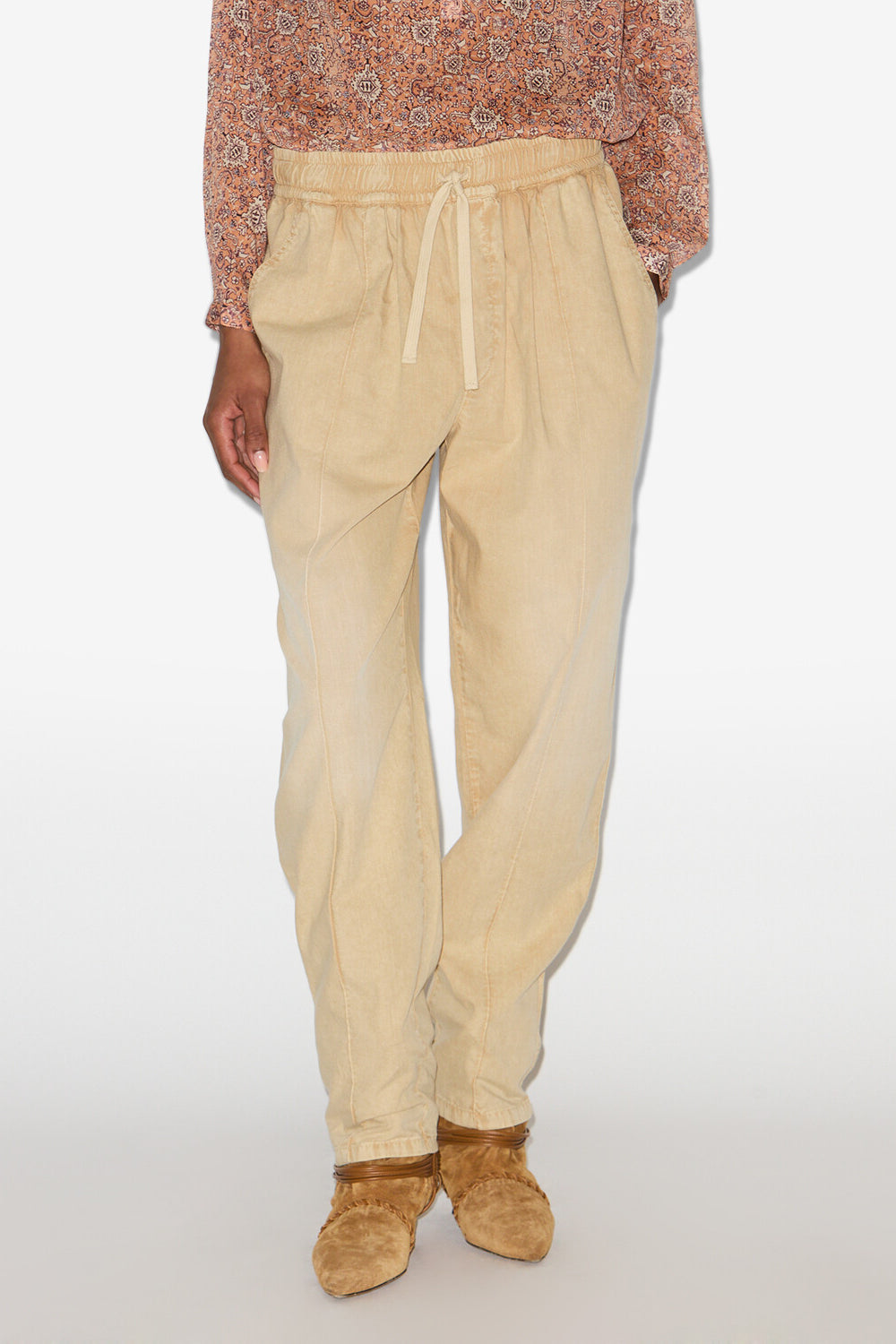 Pantaloni fluidi catalia in chambray - Beige - Woman - 4