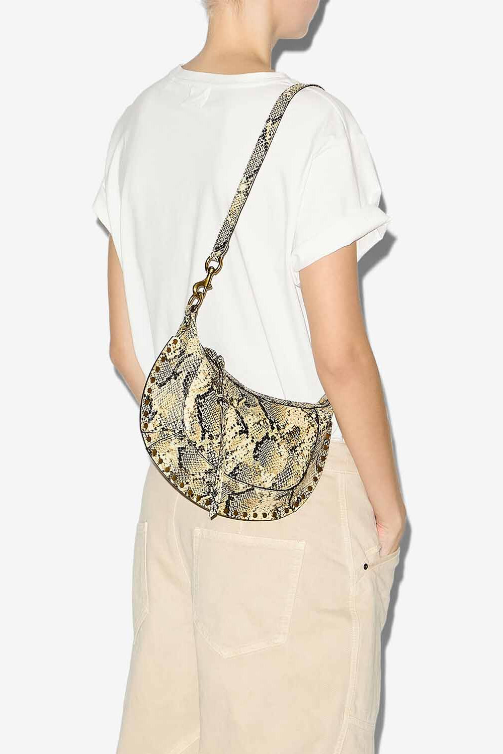 Sac porté épaule oskan moon en cuir imprimé - Beige - Woman - 2