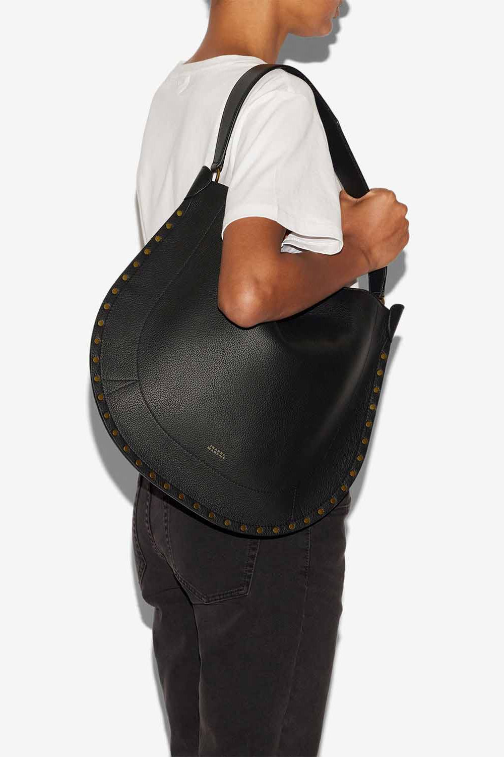Oskan hobo soft grained calfskin leather bag - Black - Woman - 2