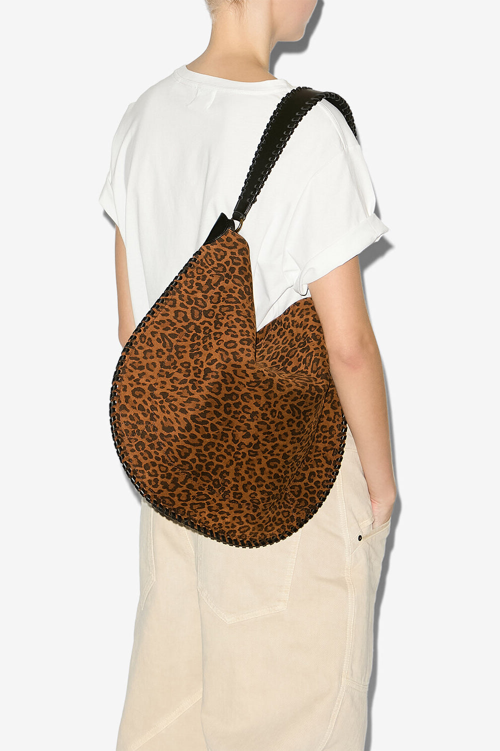 Oskan 호보 소프트 프린트 스웨이드 송아지 가죽 백 - Leopard - Woman - 2