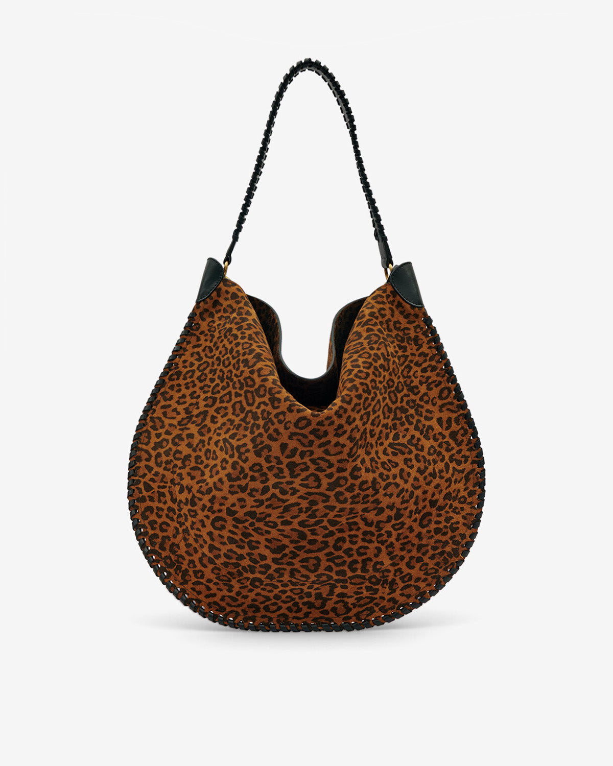 Sac oskan hobo soft en cuir de veau velours imprimé - Léopard - Woman - 1