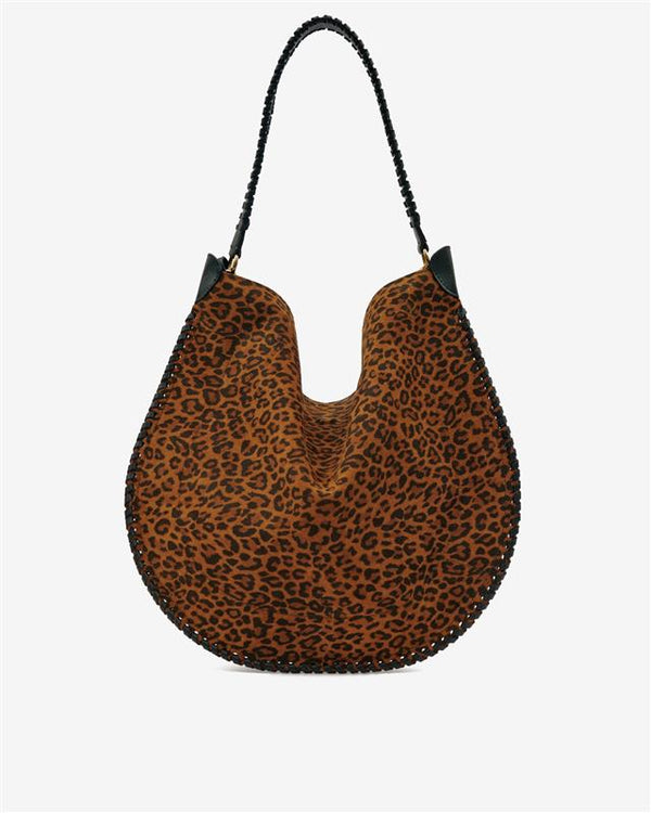 Sac oskan hobo soft en cuir de veau velours imprimé - Léopard - Woman - 1