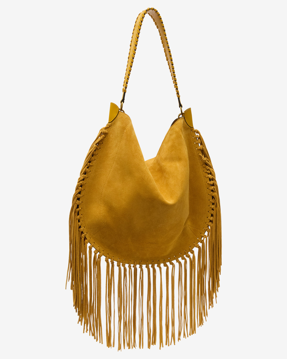 Bolso de mano de piel de ante de becerro con flecos oskan hobo soft - Saffron - Woman - 5