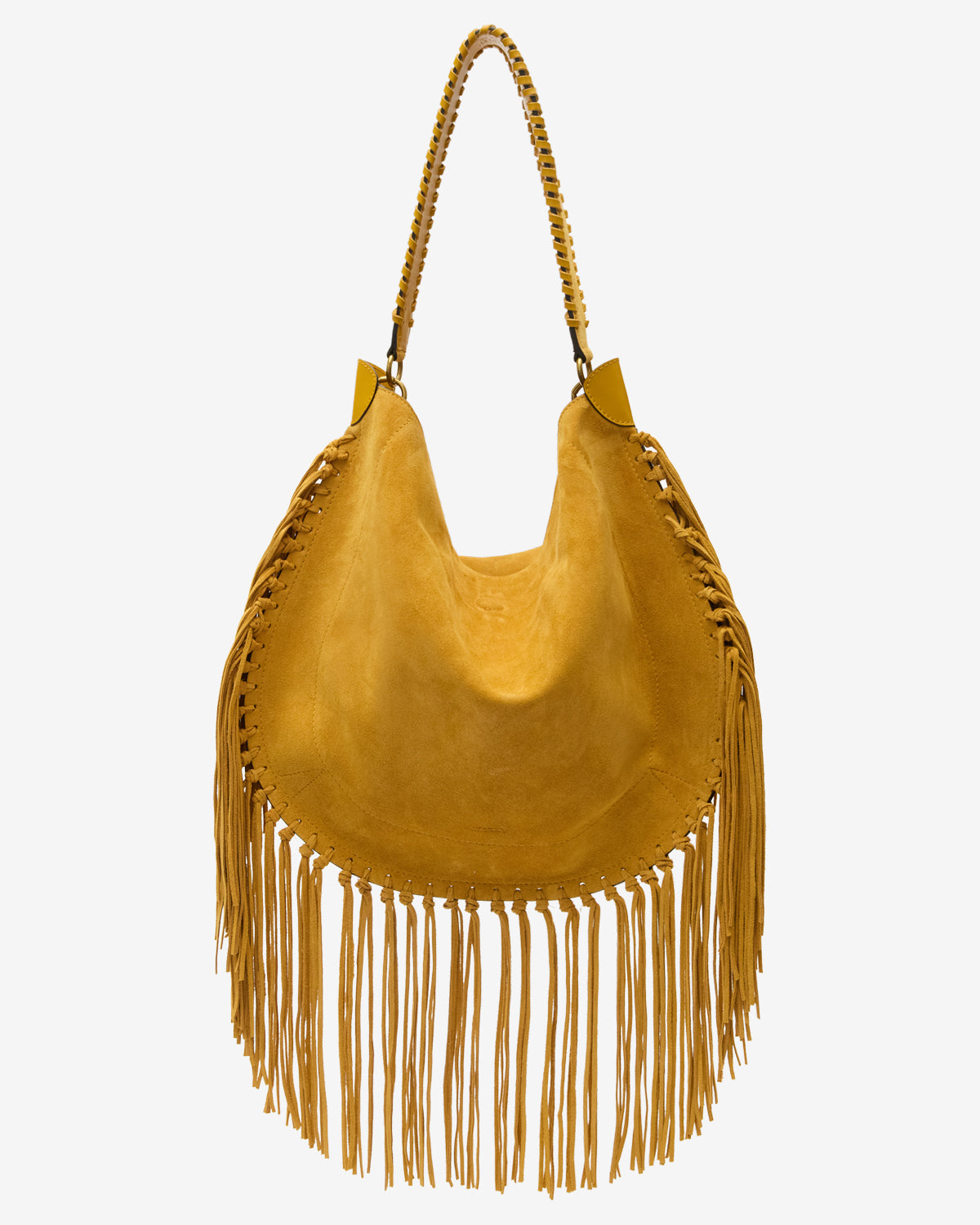 Bolso de mano de piel de ante de becerro con flecos oskan hobo soft - Saffron - Woman - 1