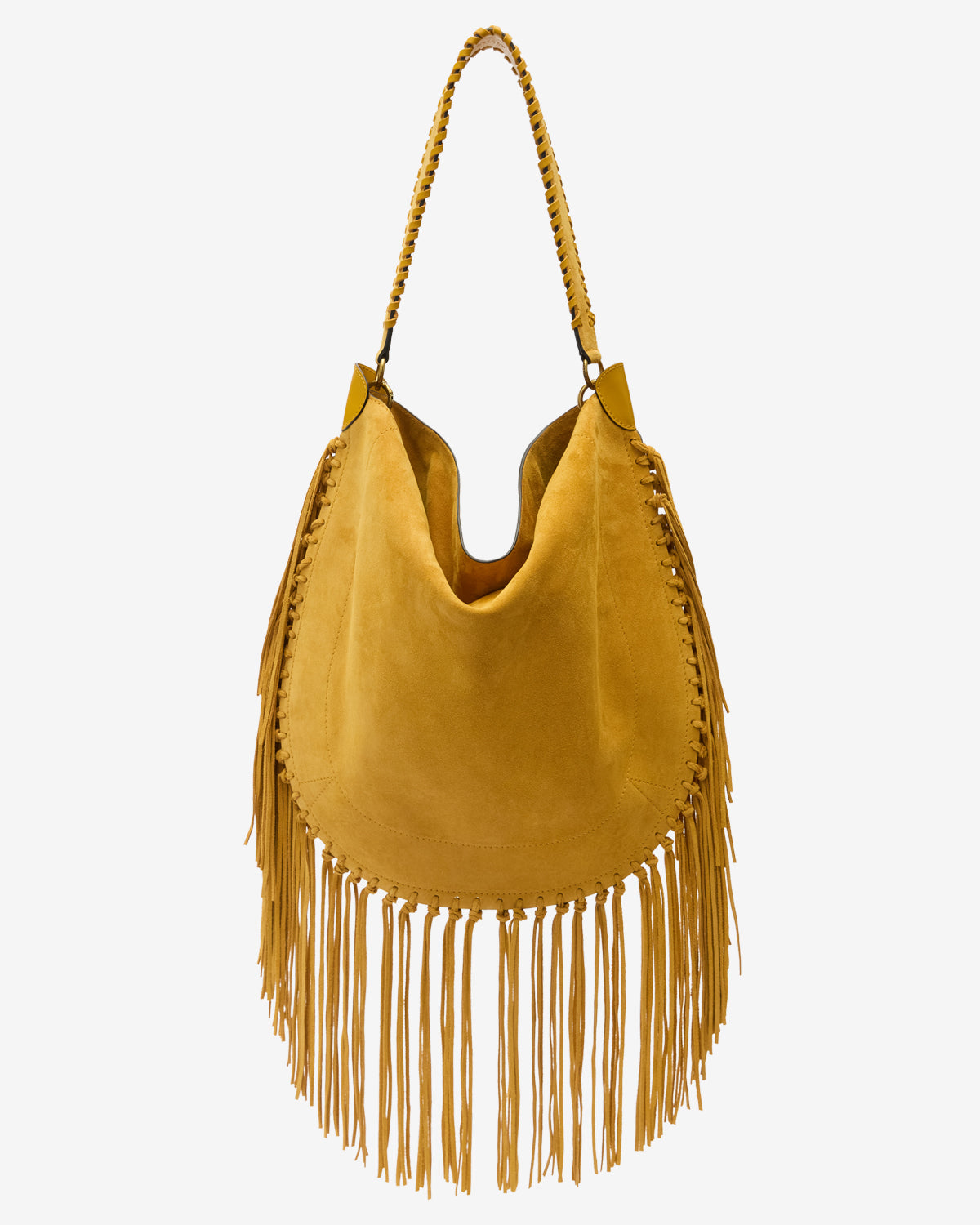 Bolso de mano de piel de ante de becerro con flecos oskan hobo soft - Saffron - Woman - 4