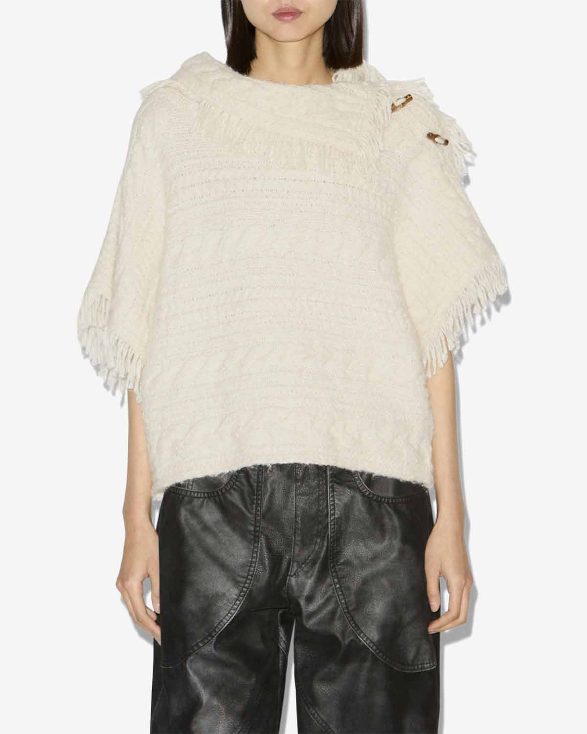 Pull blanche en maille torsadée  - Écru - Woman - 3