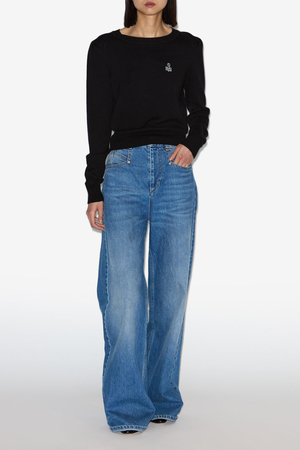 Maglione con logo in cotone abelle - Nero - Woman - 2