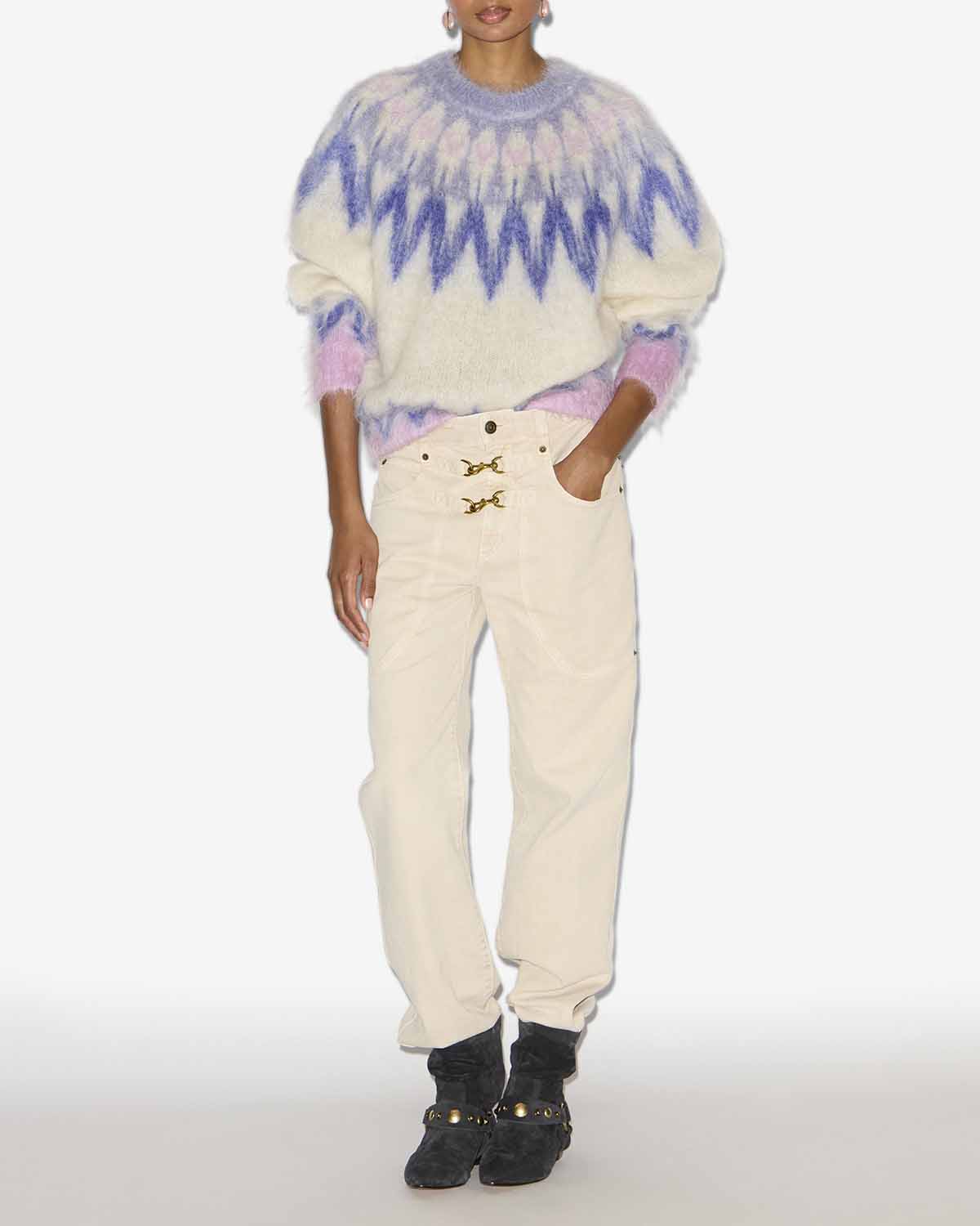 Maglione natania in mohair con motivo fair isle - Blu - Woman - 1