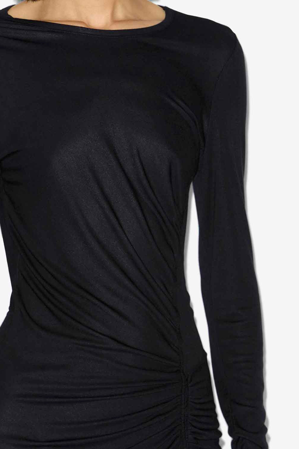 Vestido largo jelina de punto jersey drapeado - Negro - Woman - 3
