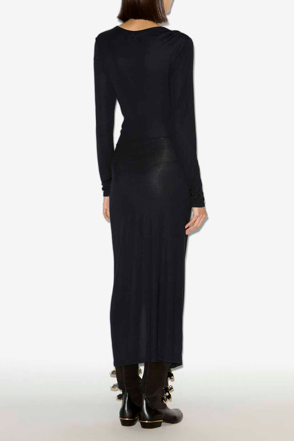 Vestido largo jelina de punto jersey drapeado - Negro - Woman - 4