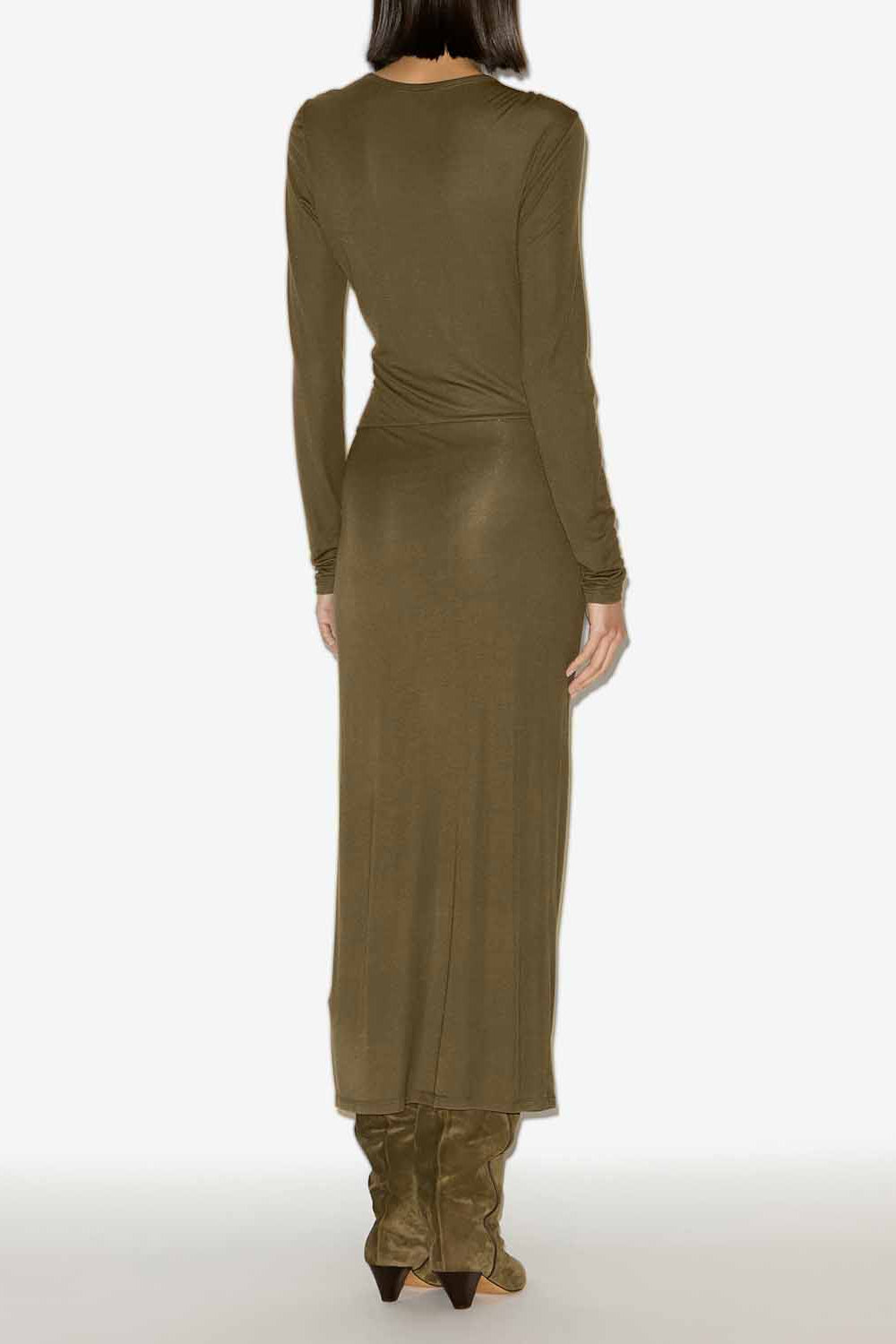Vestido largo jelina de punto jersey drapeado - Caqui - Woman - 4
