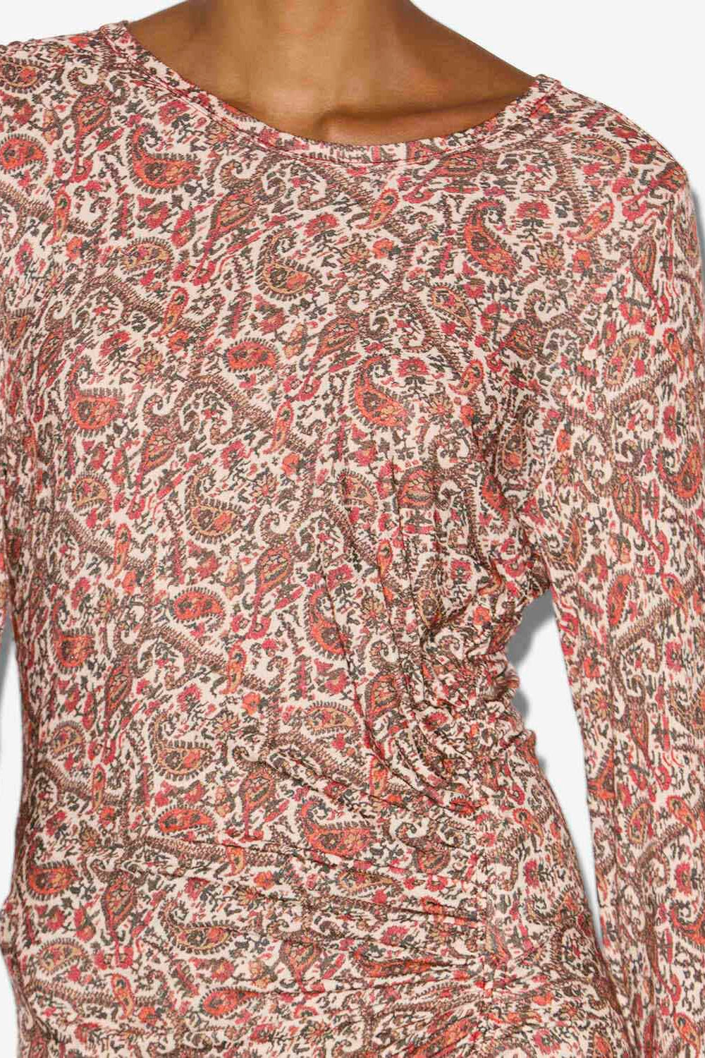 Vestido largo jelina de punto jersey drapeado - Naranja - Woman - 3