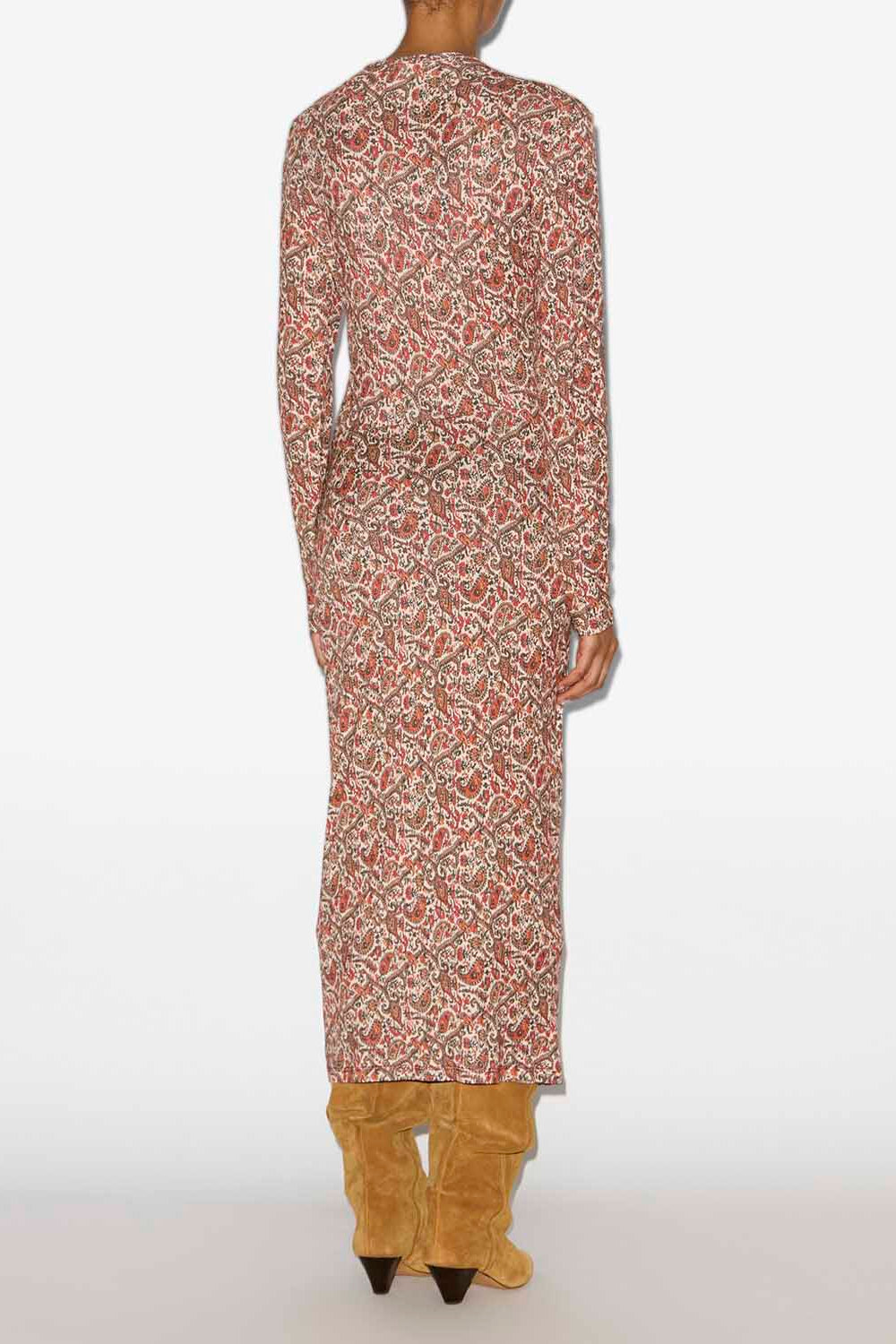Vestido largo jelina de punto jersey drapeado - Naranja - Woman - 4