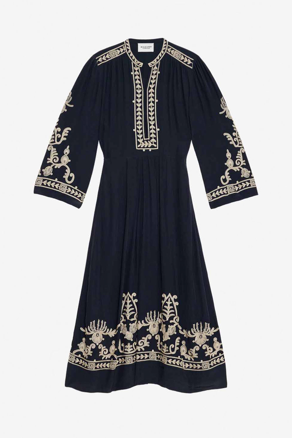 Vestido largo feliana en crepe bordado - Negro - Woman - 1