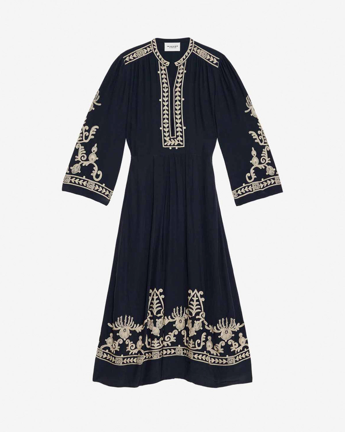 Vestido largo feliana en crepe bordado - Negro - Woman - 4