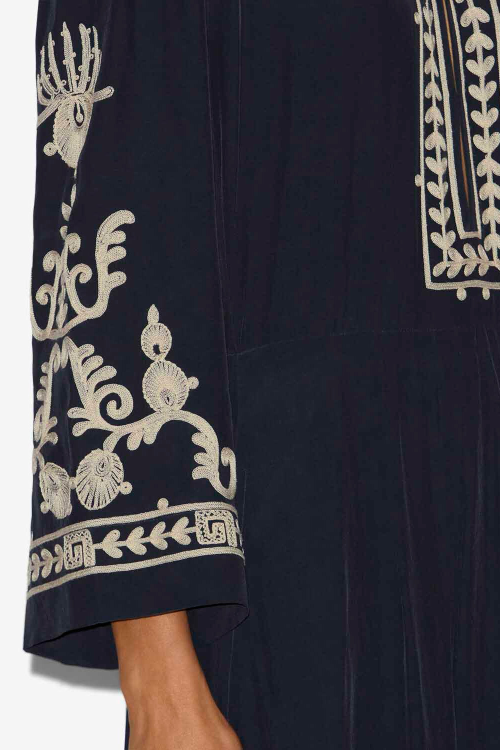 Vestido largo feliana en crepe bordado - Negro - Woman - 3