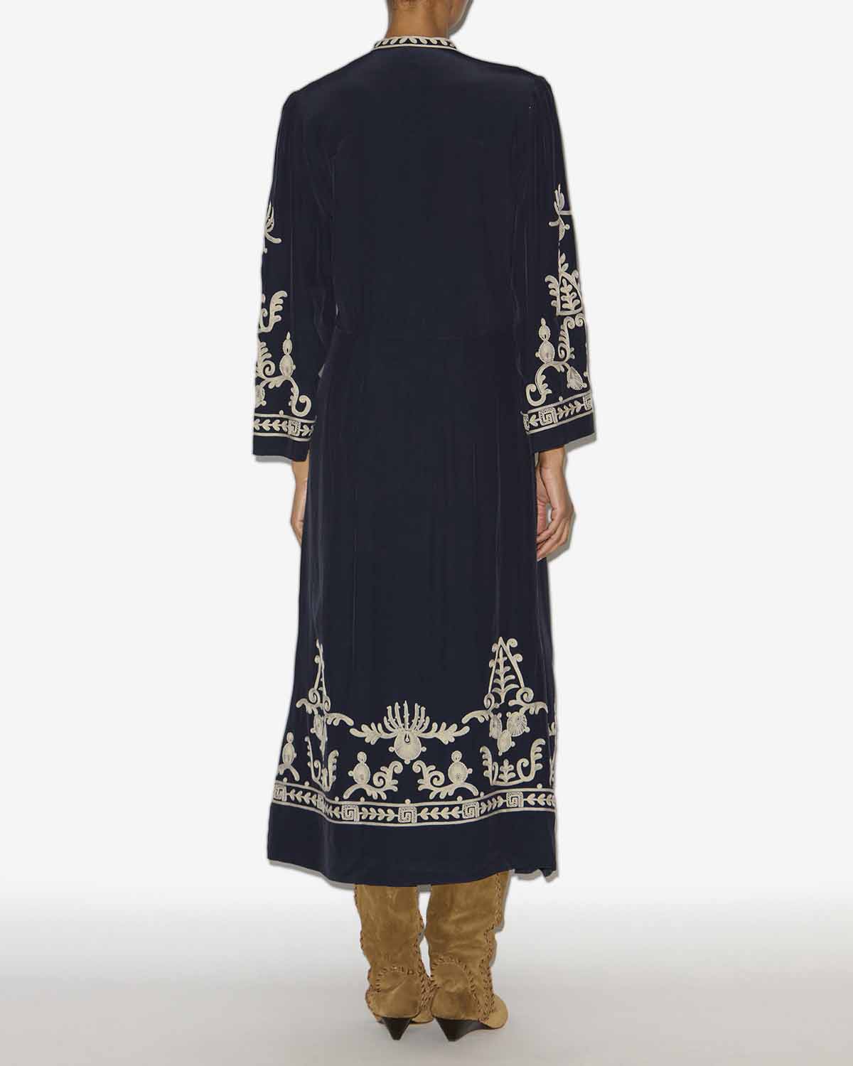 Vestido largo feliana en crepe bordado - Negro - Woman - 3