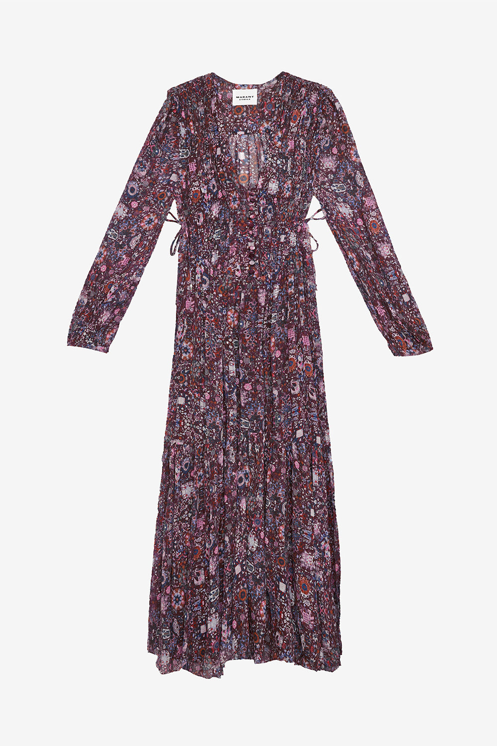 Vestido largo briane en crepé estampado - Plum - Woman - 1