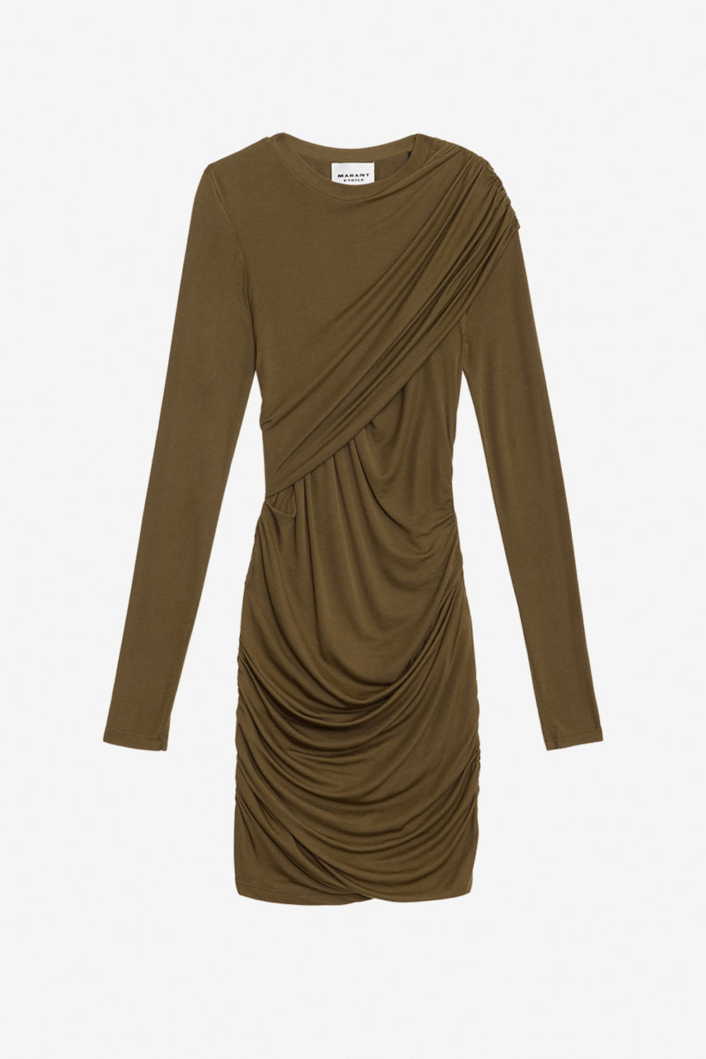 Vestido corto denise de jersey drapeado - Caqui - Woman - 1