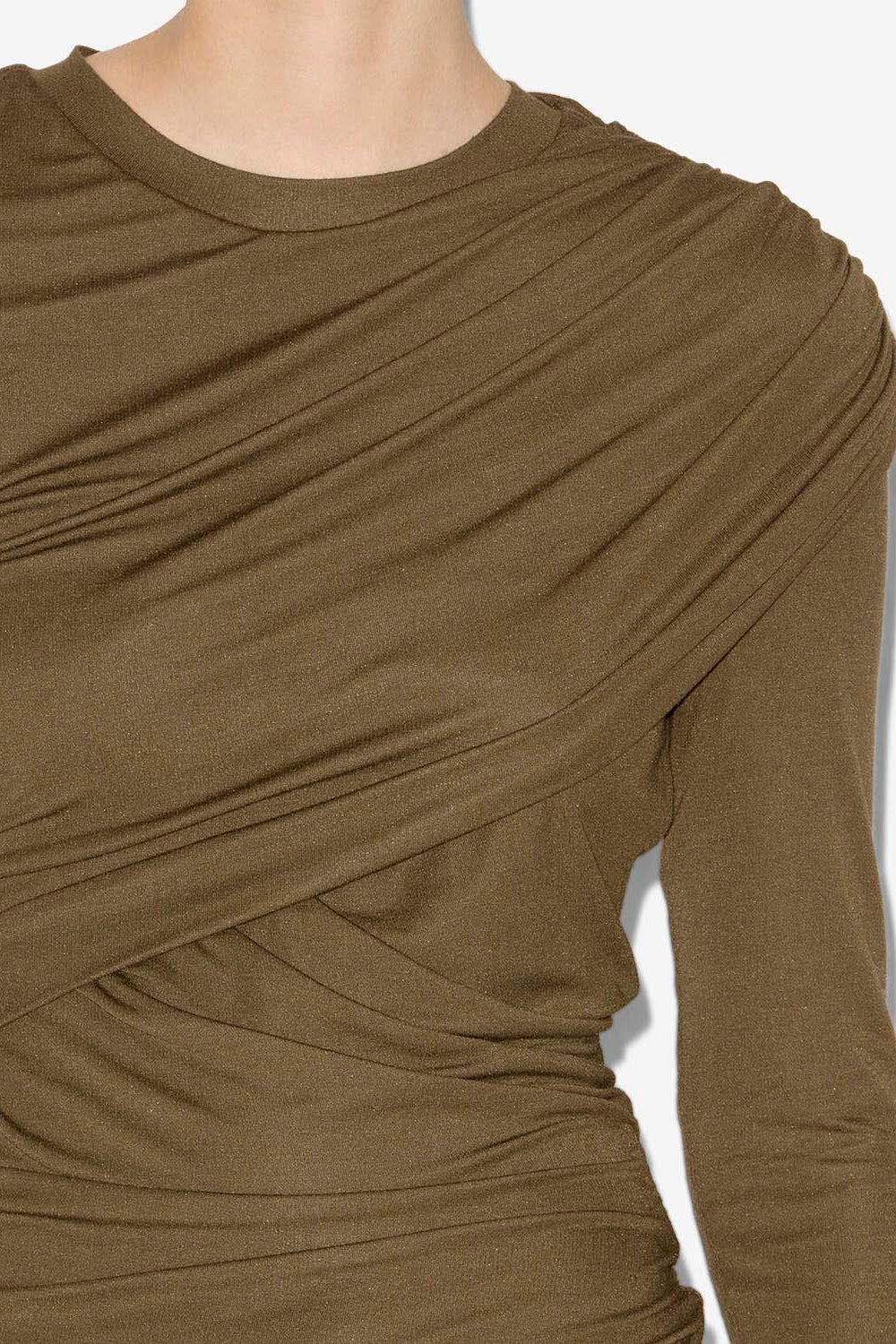 Vestido corto denise de jersey drapeado - Caqui - Woman - 3