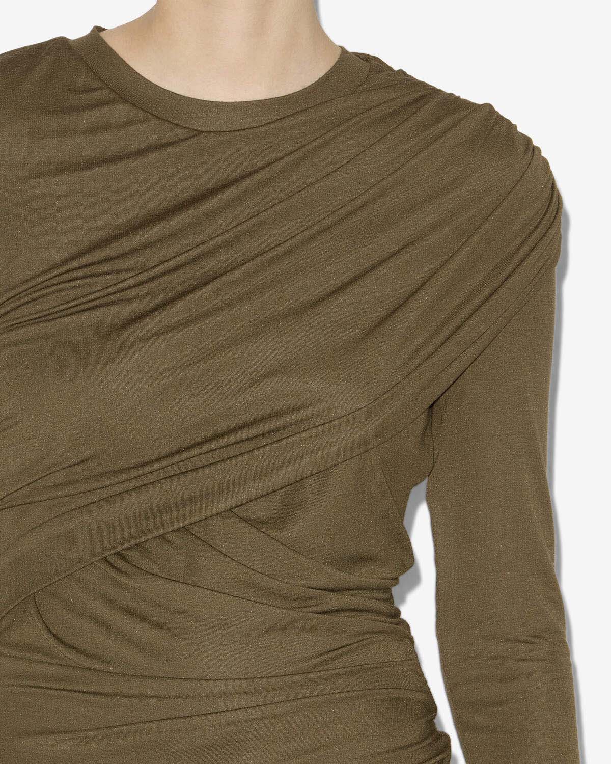 Vestido corto denise de jersey drapeado - Caqui - Woman - 2