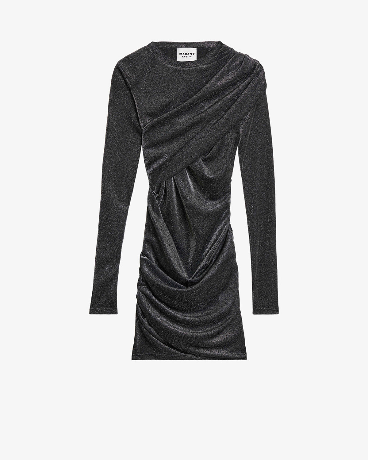 Denise short draped lurex dress - Gun metal - Woman - 5