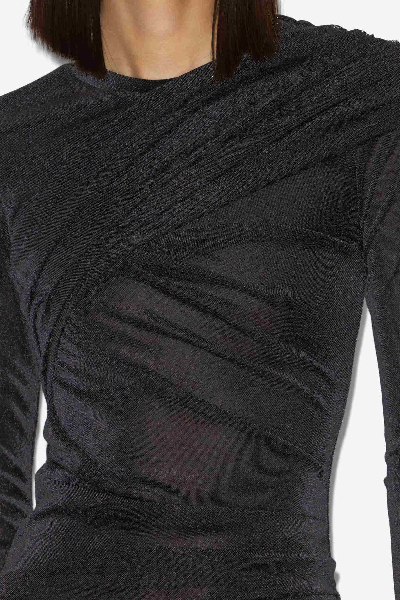 Abito corto drappeggiato denise in lurex - Gun metal - Woman - 2