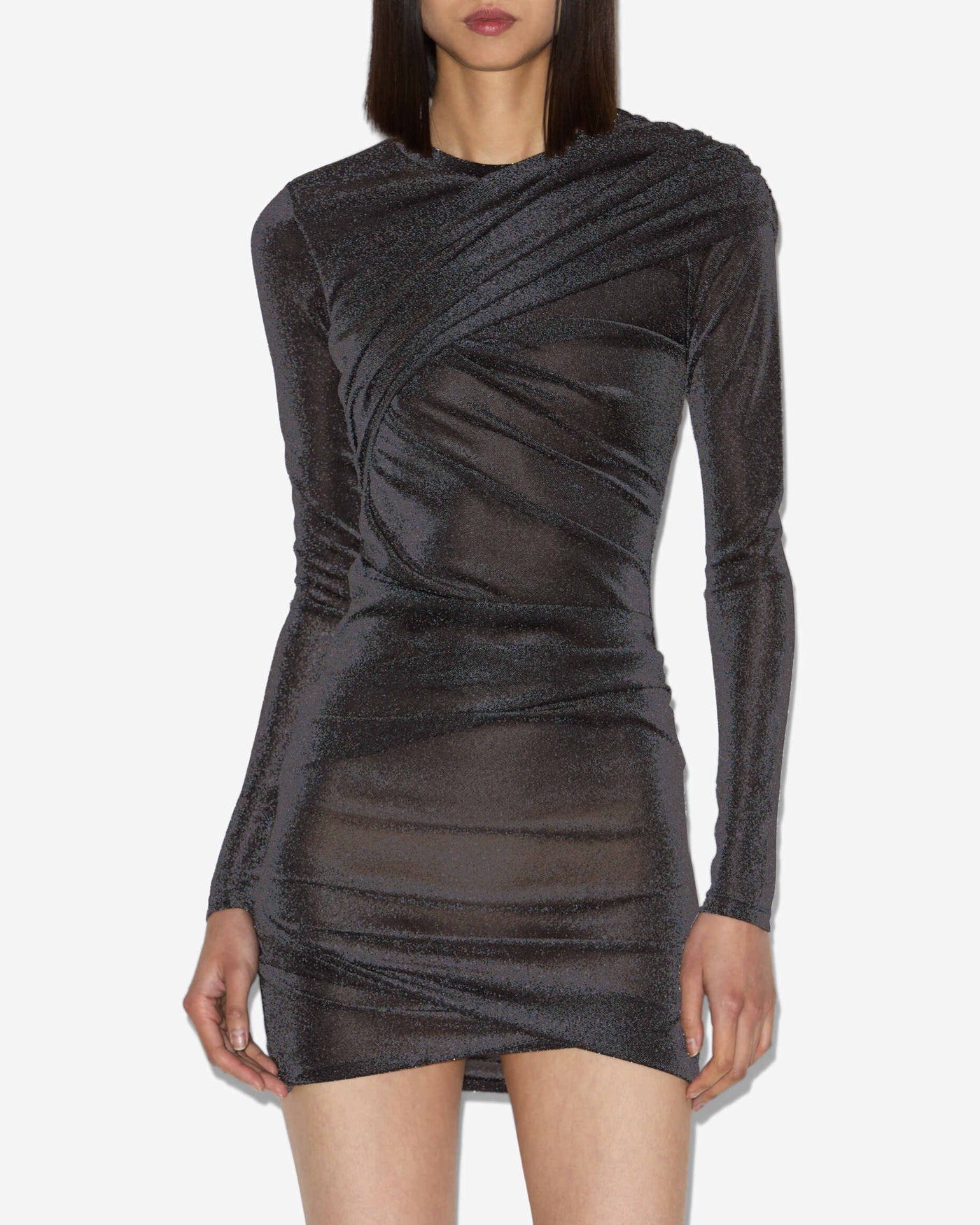 Drapiertes kurzes kleid denise aus lurex - Gun metal - Woman - 3